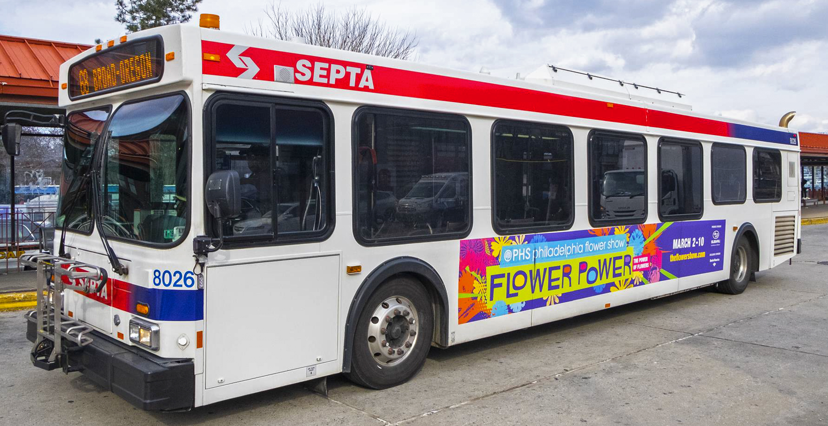 Bus side for the 2019 PHS Philadelphia Flower Show.