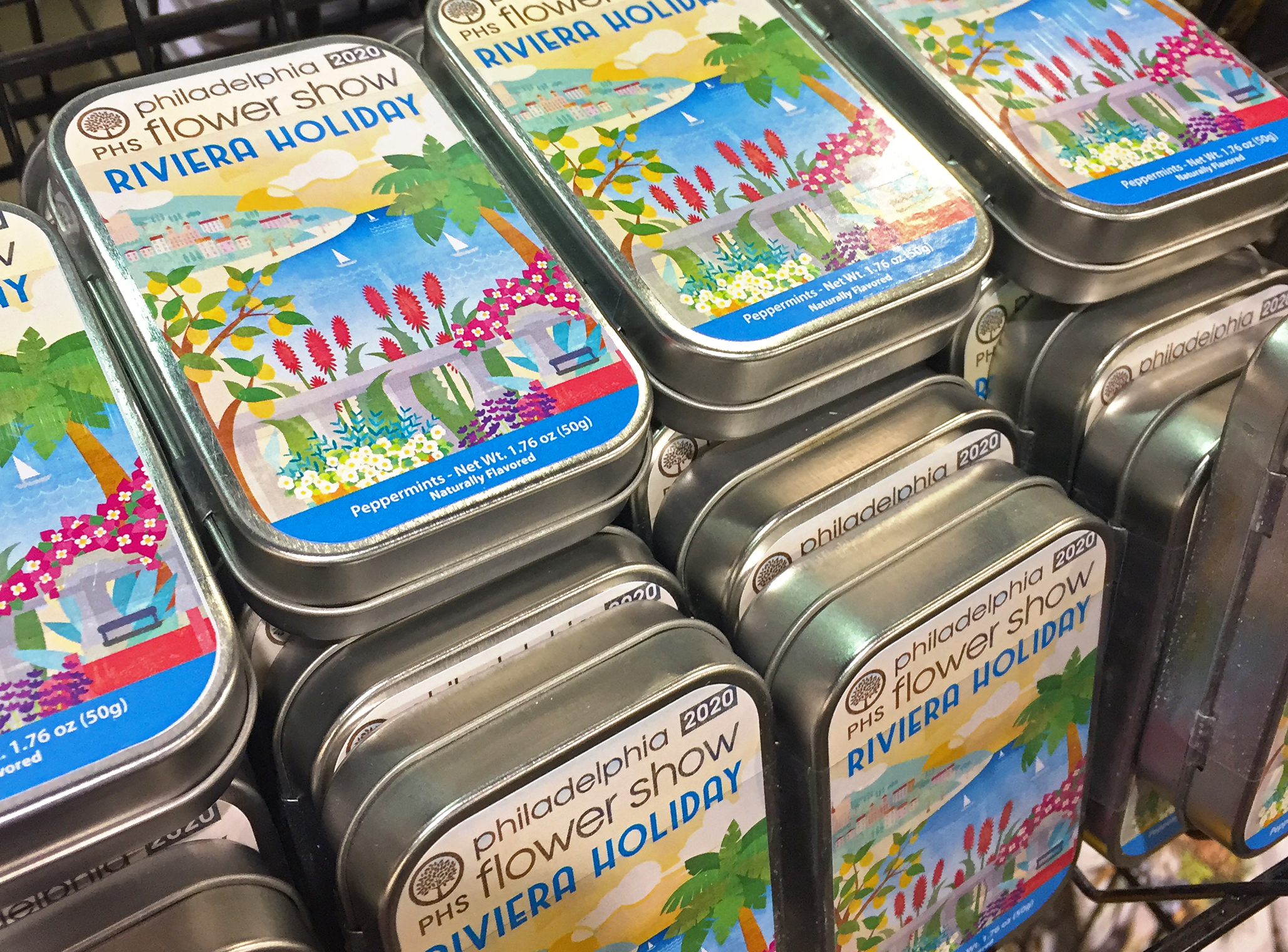 Mint tins for the 2020 PHS Philadelphia Flower Show.