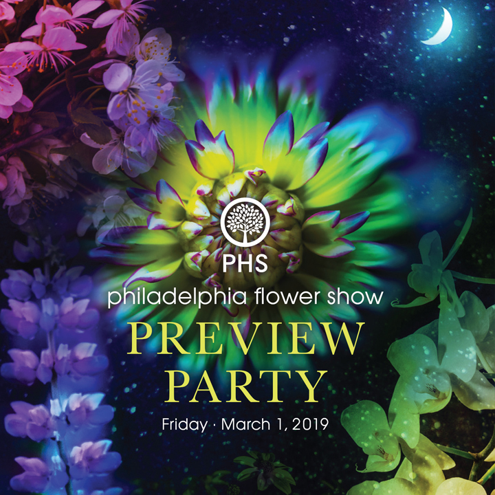 Invitation to the 2019 Philadelphia Flower Show Preview Party.