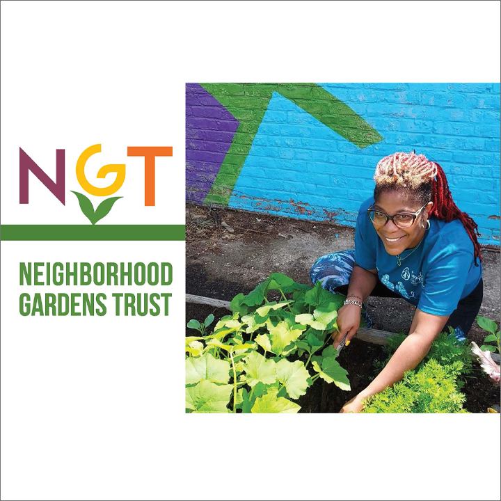 Self-mailer for Neighborhood Gardens Trust.